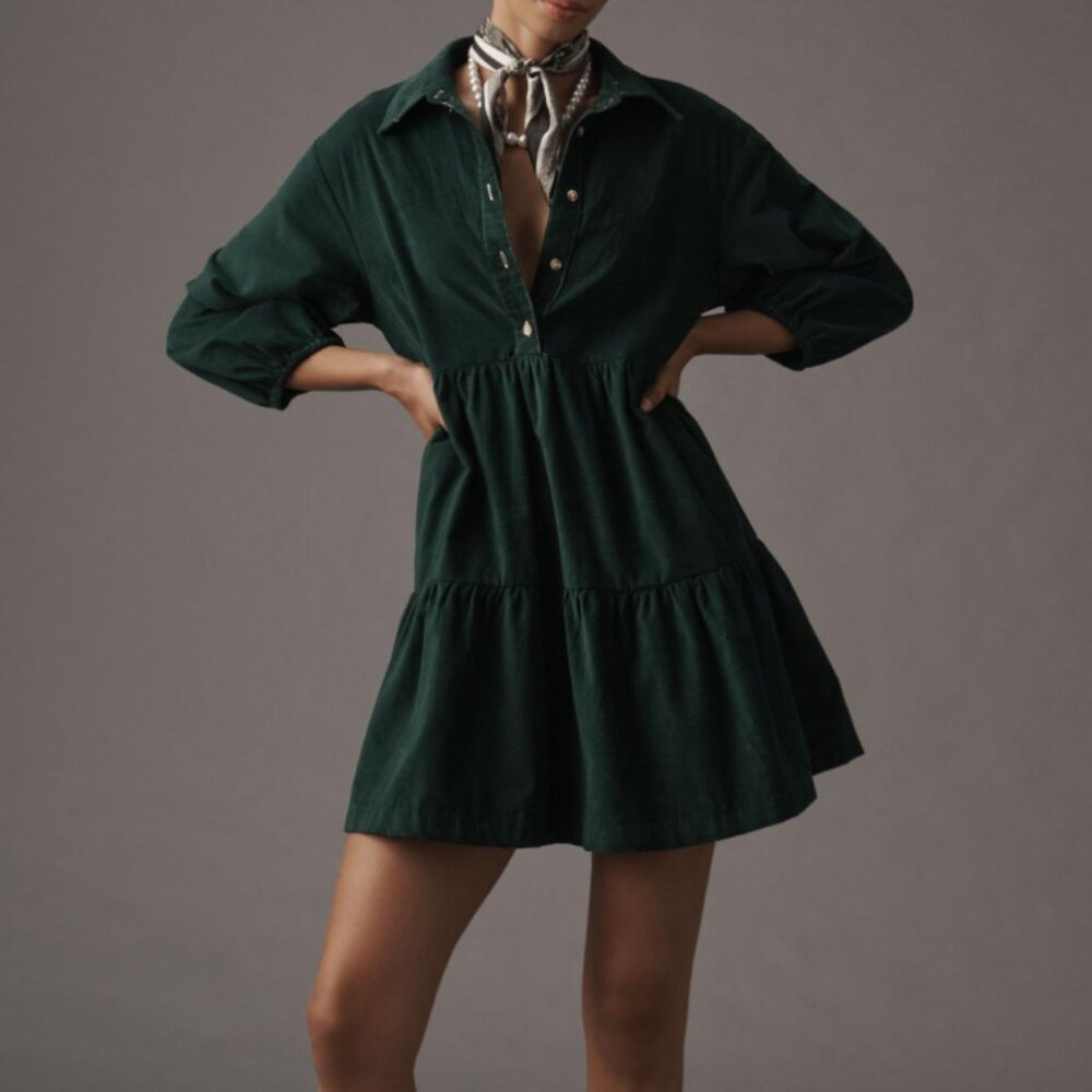 The Bettina Tiered Shirt Dress by Maeve: Mini Corduroy Edition